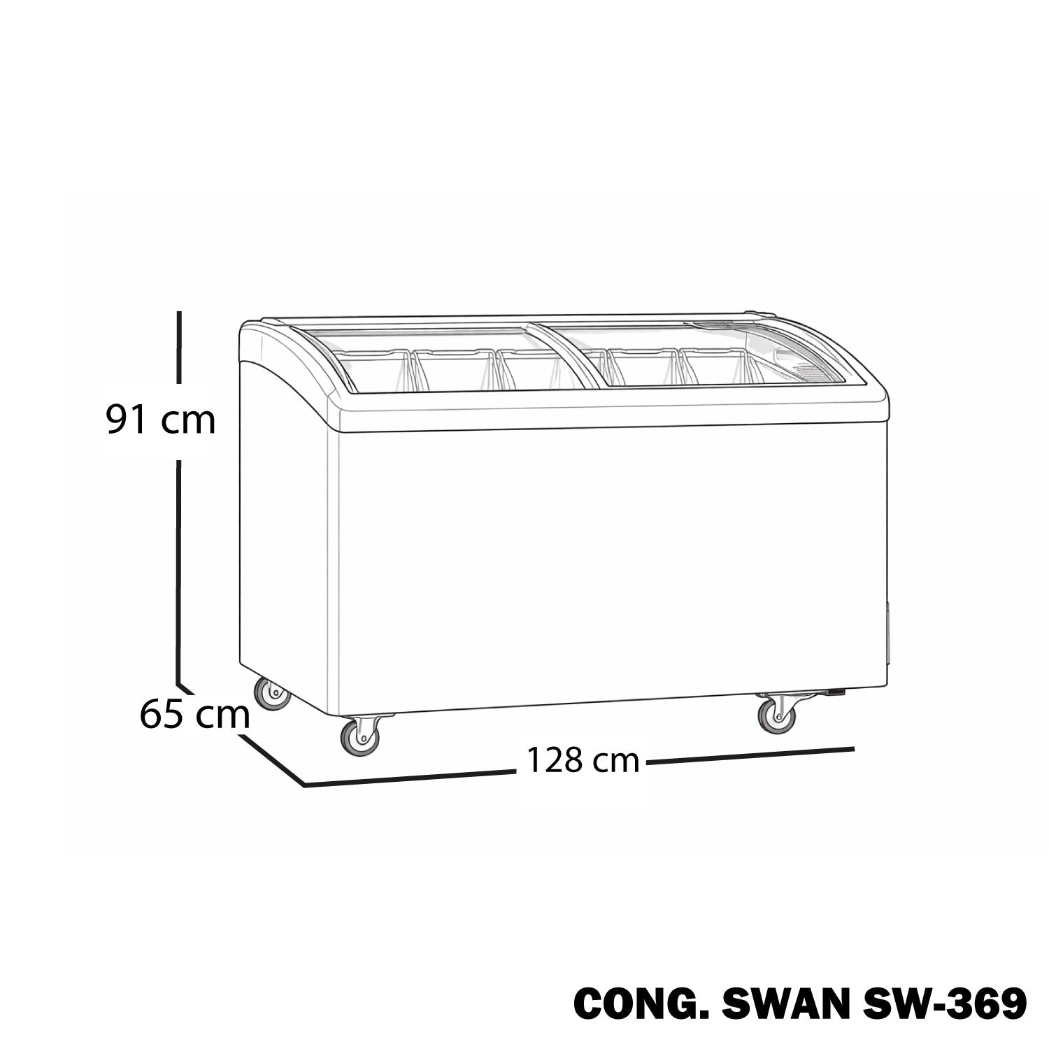 CONGELADOR HORIZONTAL SWAN 263 L CON TAPA DE VIDRIO | SW-369