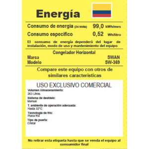CONGELADOR HORIZONTAL SWAN 263 L CON TAPA DE VIDRIO | SW-369