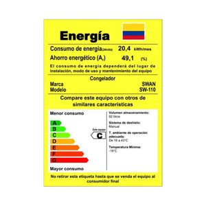 Congelador Horizontal SWAN 92L Puerta Sólida | SW-110