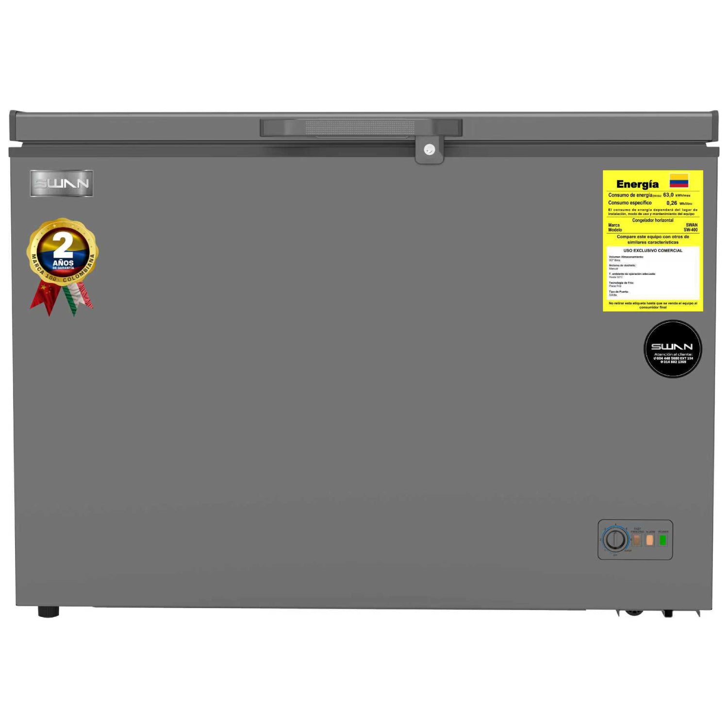 Congelador Horizontal SWAN 337L Puerta Sólida | SW-400