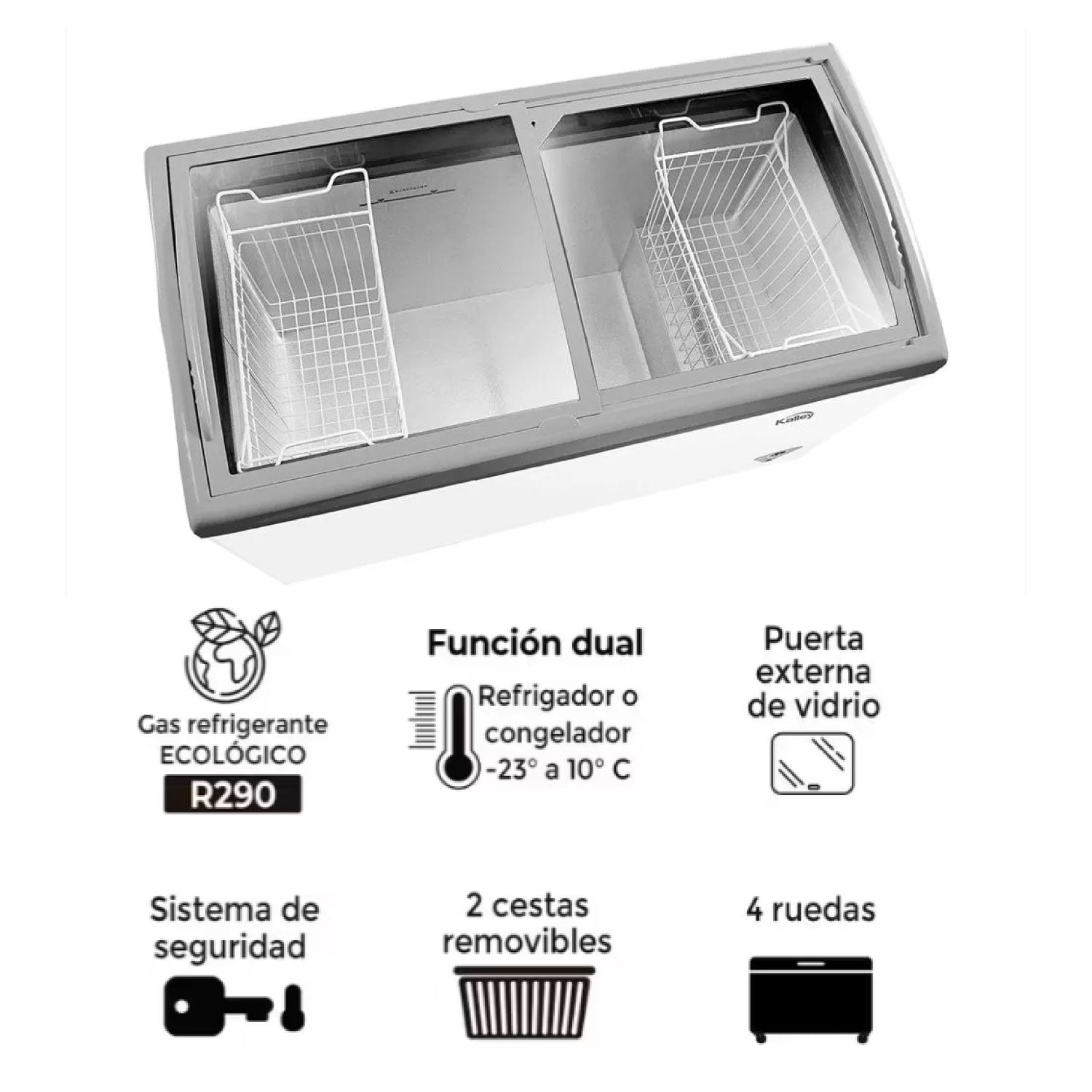 Congelador Horizontal KALLEY 254 Litros K-VH254L Blanco