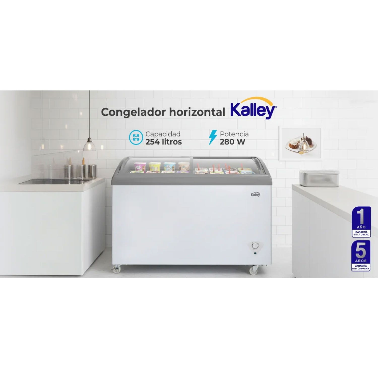 Congelador Horizontal KALLEY 254 Litros K-VH254L Blanco