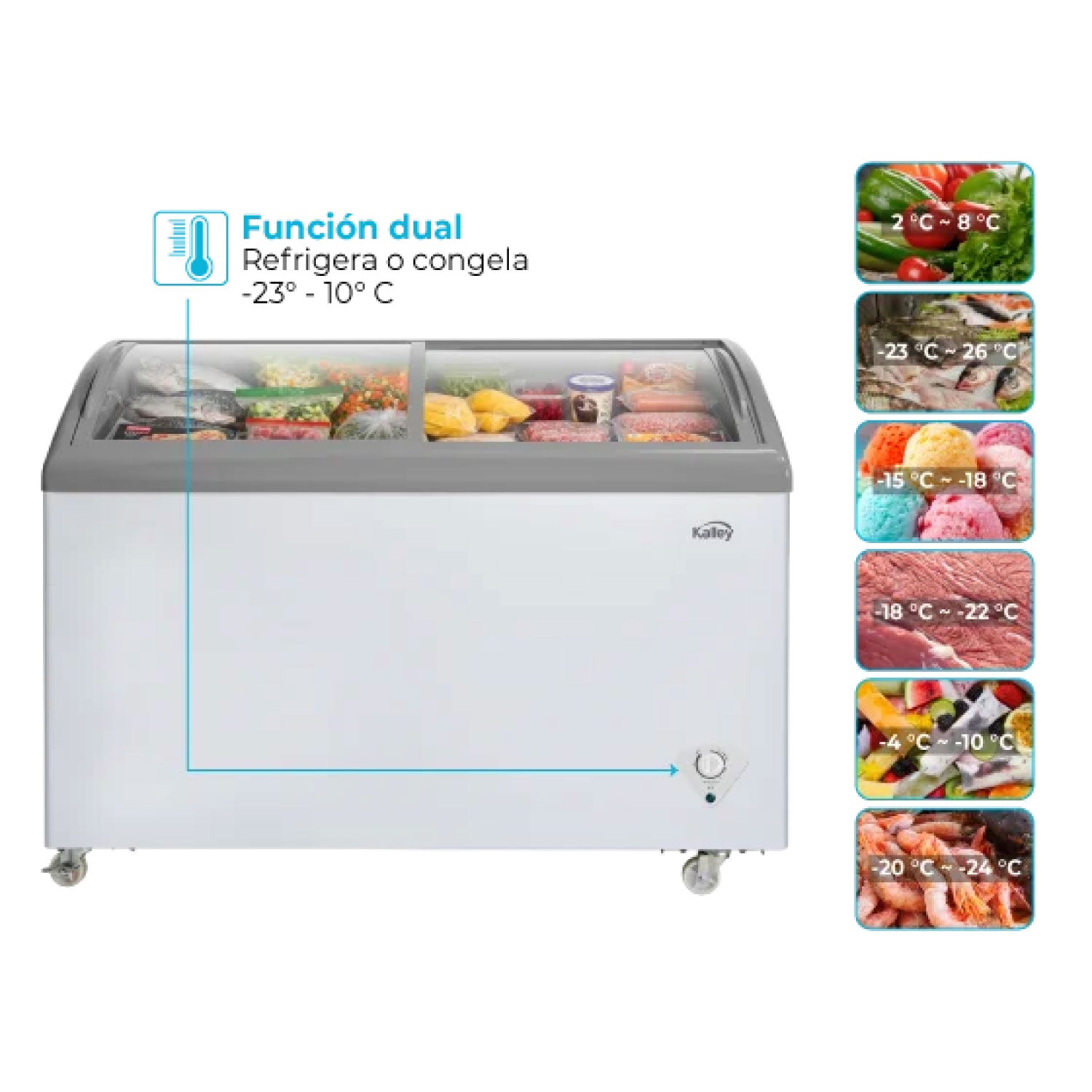 Congelador Horizontal KALLEY 254 Litros K-VH254L Blanco