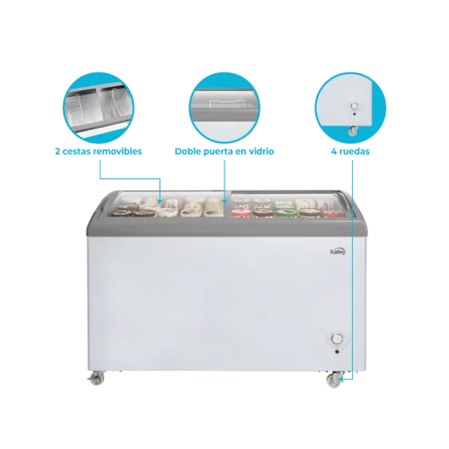Congelador Horizontal KALLEY 254 Litros K-VH254L Blanco