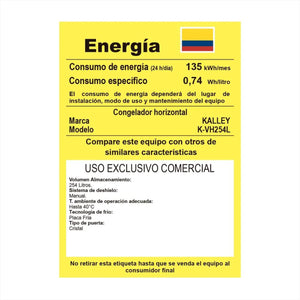 Congelador Horizontal KALLEY 254 Litros K-VH254L Blanco