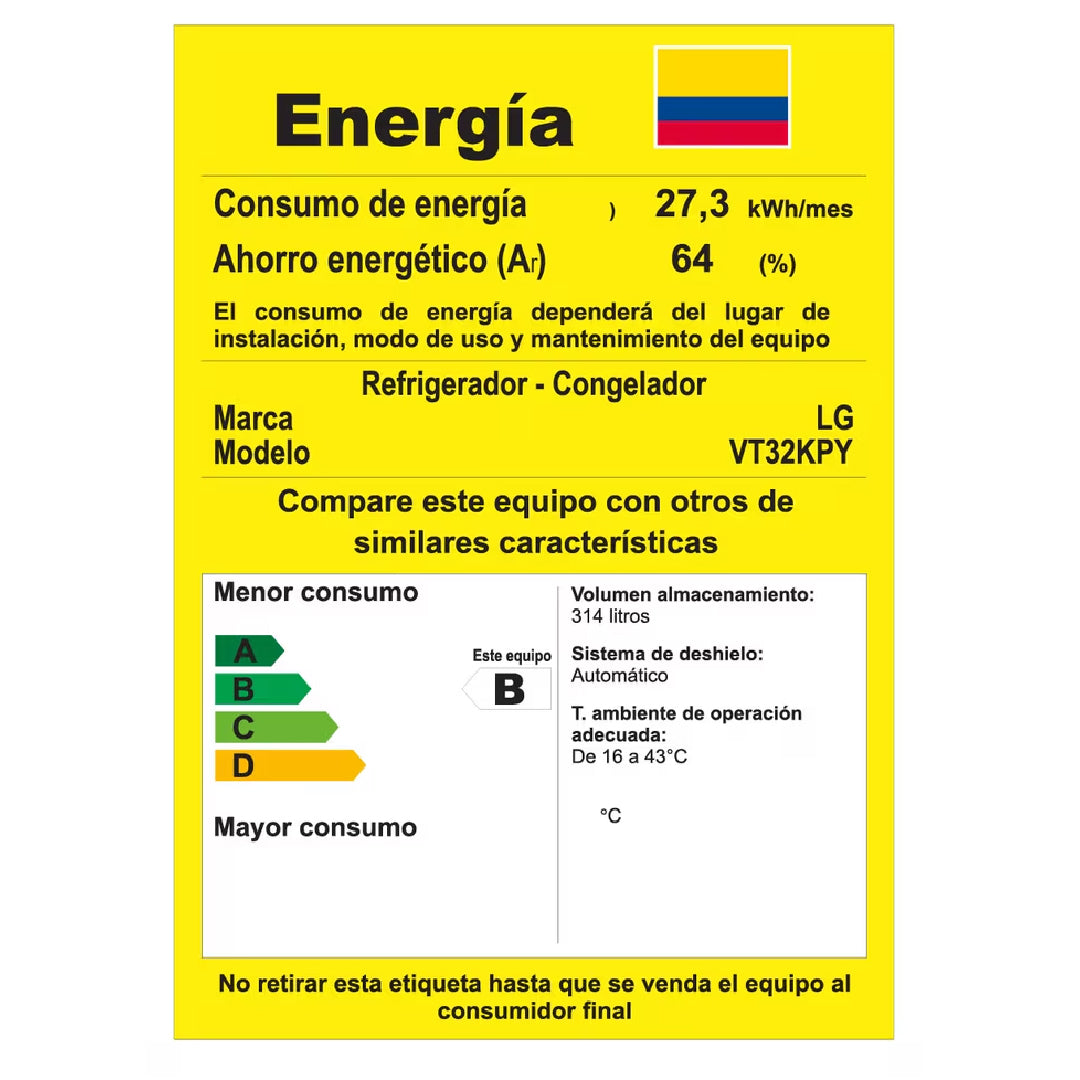 Nevera LG 314L Plata Mate DoorCooling - VT32KPY