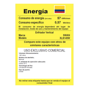 VITRINA REFRIGERADA SWAN 140 Litros | XLS 145W