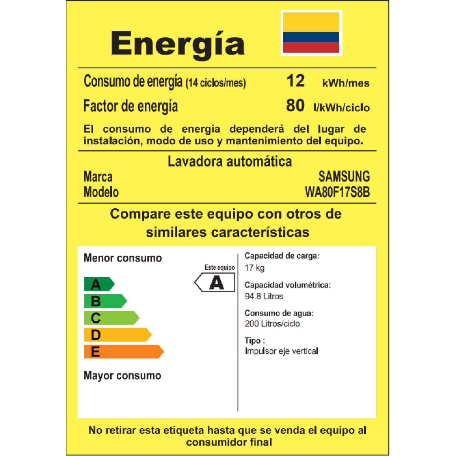 LAVADORA SAMSUNG 17 KG + INTELIGENCIA ARTIFICIAL - WA80F17S8BCO