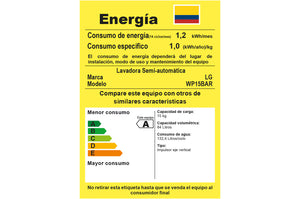 Lavadora LG Doble Tina 15Kg Negro Roller Jet Punch+3 - WP15BAR