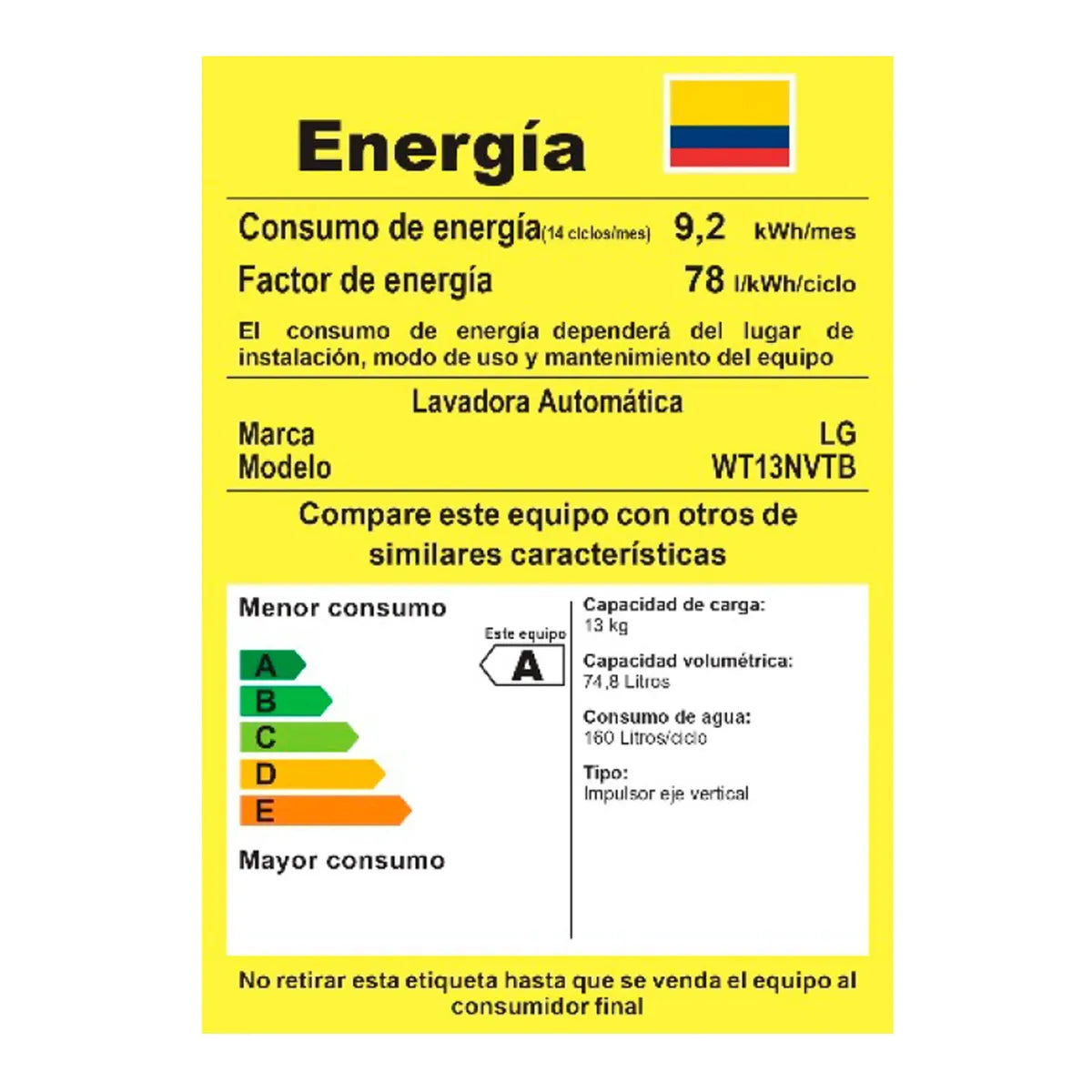 Lavadora LG Carga Superior 13 Kilos WT13NVTB.DNBECOL
