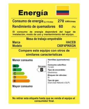 CUBIERTA HACEB ASL CG 60 INOX MF GAS NATURAL