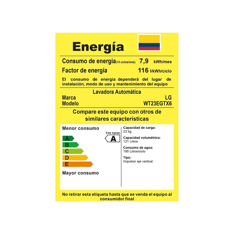 Lavadora LG 23Kg Gris Grafito AIDD EasyUnload - WT23EGTX6.AEGECOL