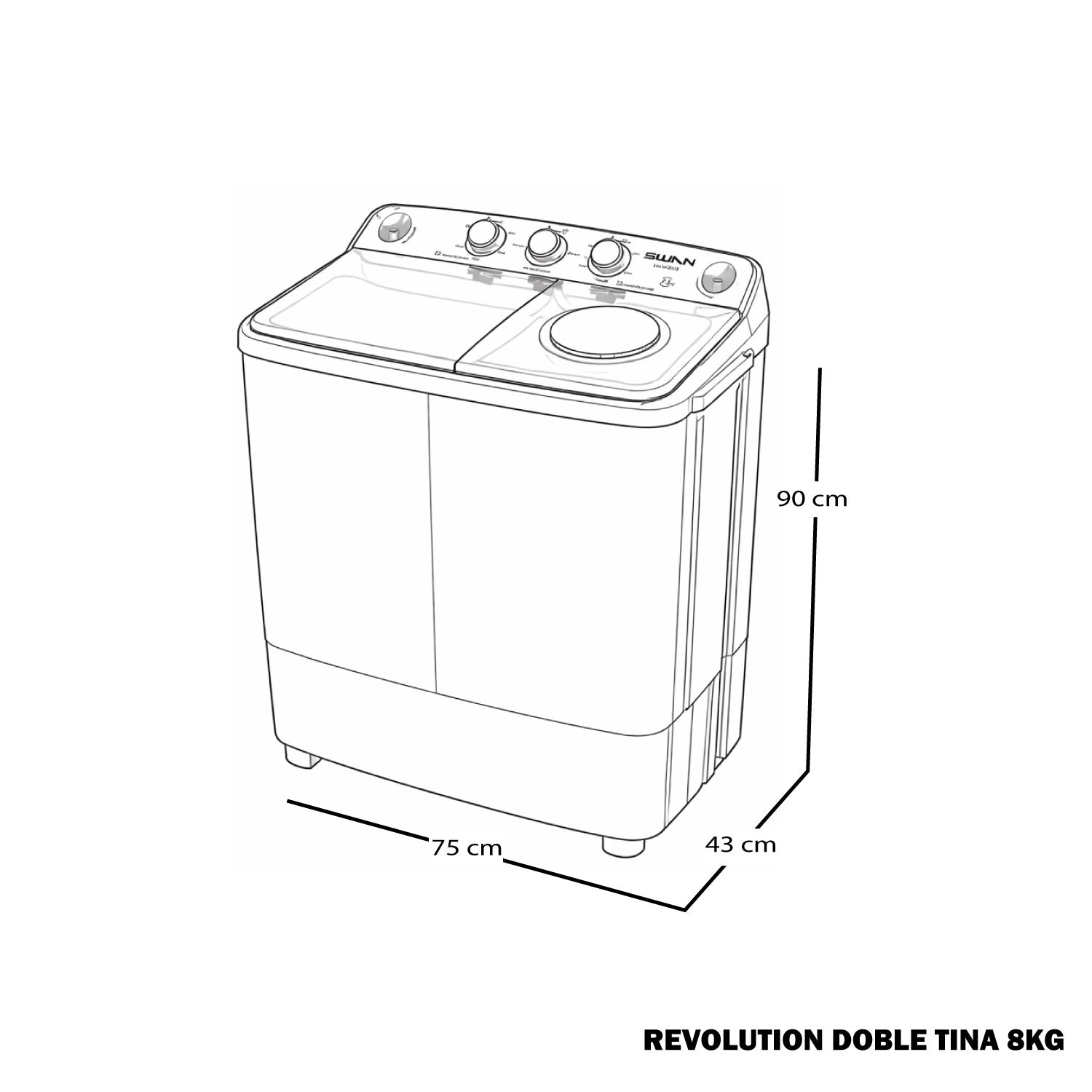 LAV. SWAN REVOLUTION DOBLE TINA 8KG - LO