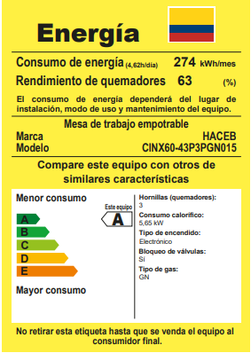 CUBIERTA HACEB TO 60-43 INOX 3X1 RB 120 V GN