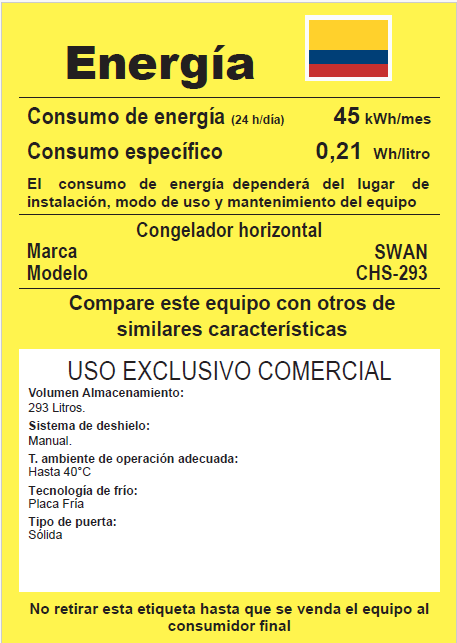 CONGELADOR SWAN CHS-293