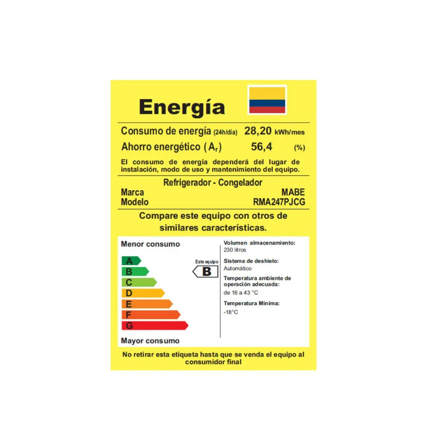 Nevera No Frost 247 L Brutos Grafito Mabe - RMA247PJCG